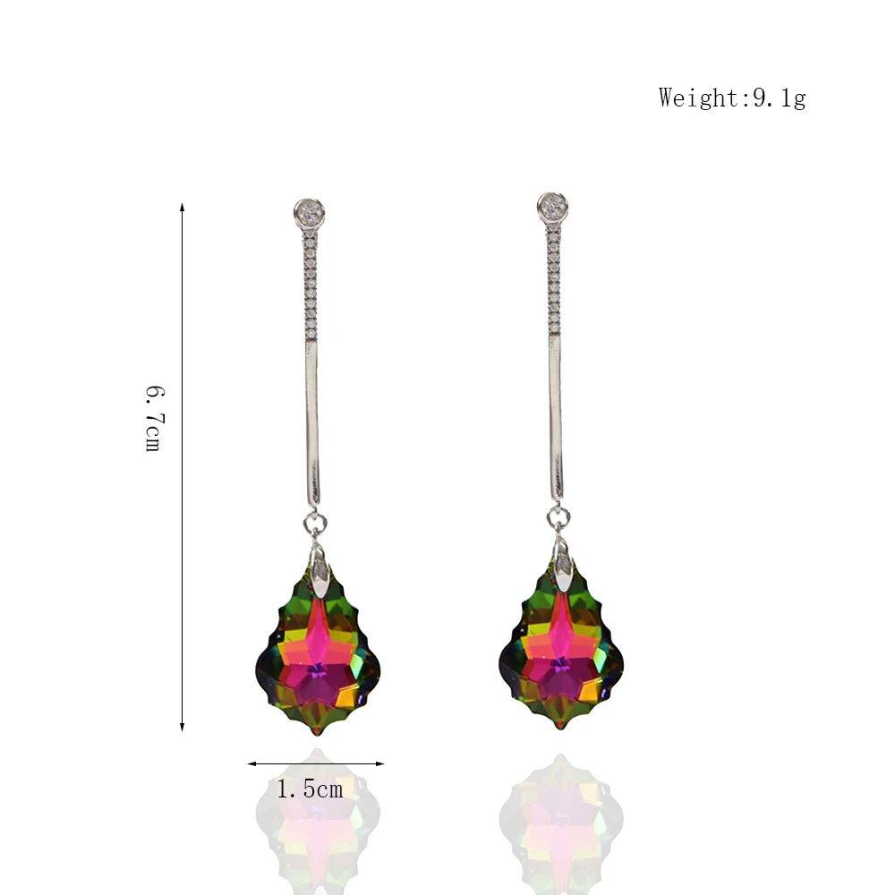 LANFLORA new women colorful Crystal earrings Classic women earrings foreign trade bulk wholesale earrings