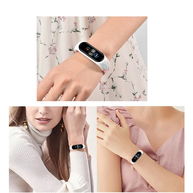 Bransoletka Xiaomi pasek MiBand 7 8 opaska na proso bransoletka uniwersalna elastyczna pojedyncza pętla nylonowa pleciona opaska Mi 3 4 5 6