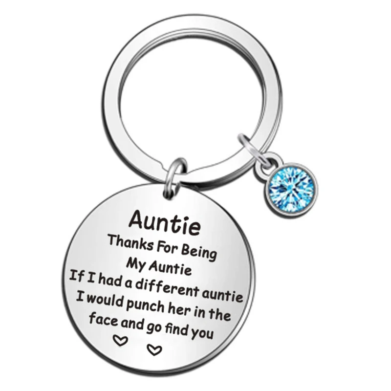 Aunt Niece Keychain With Birthstone Aunt Keychain Thank You for Being My Auntie Mothers Day Gifts for Aunt from Niece Nephew