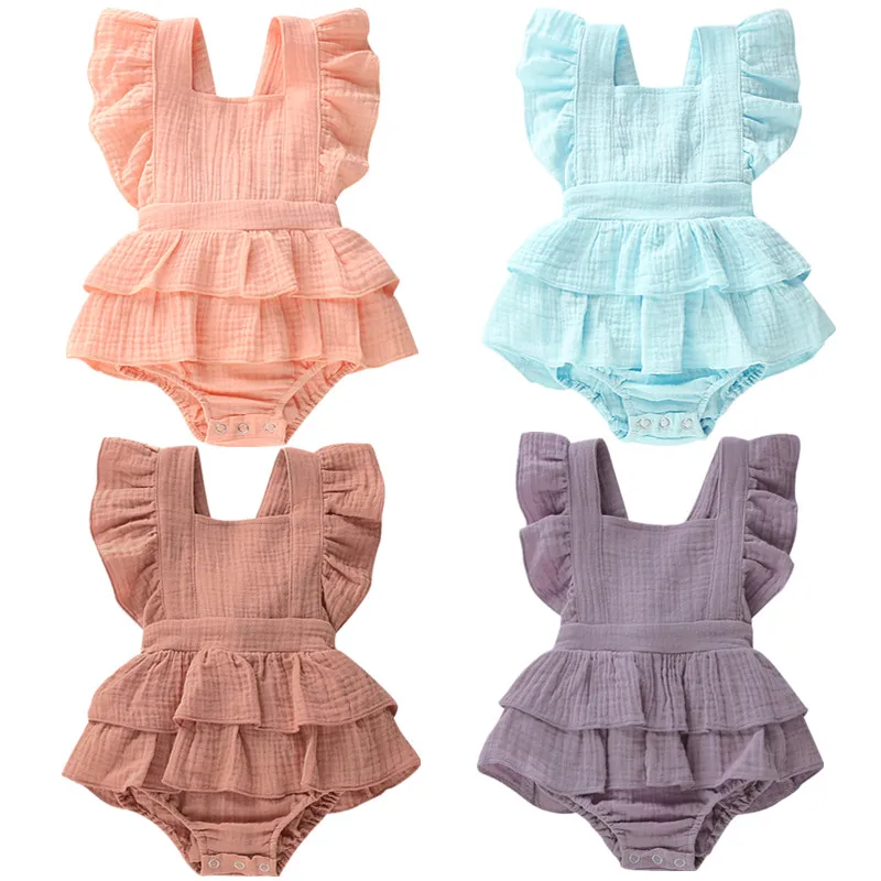 Summer Ruffle Cotton Romper for Baby Girls