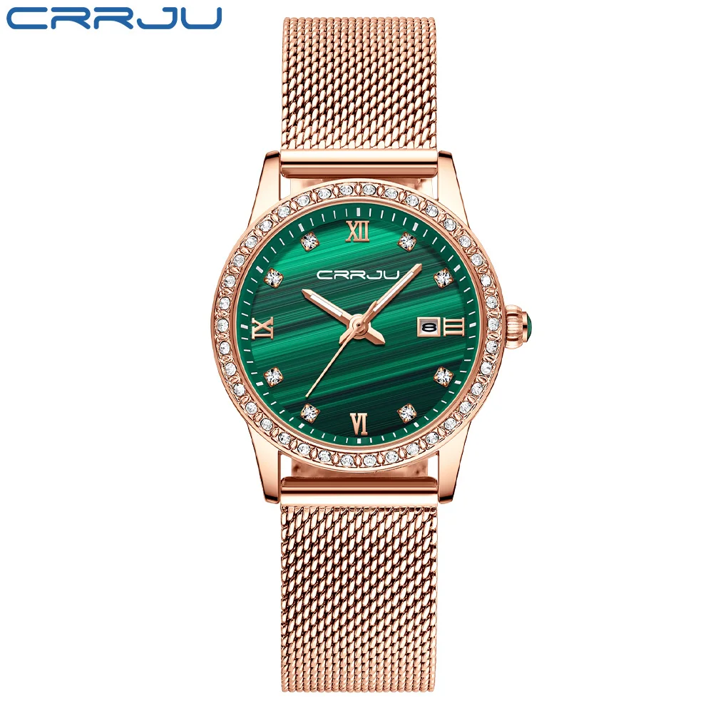 CRRJU Watch Women Stainless Steel Quartz Watches Lady Top Brand Luxury Fashion Clock Simple Wrist Watch Relogio Feminino