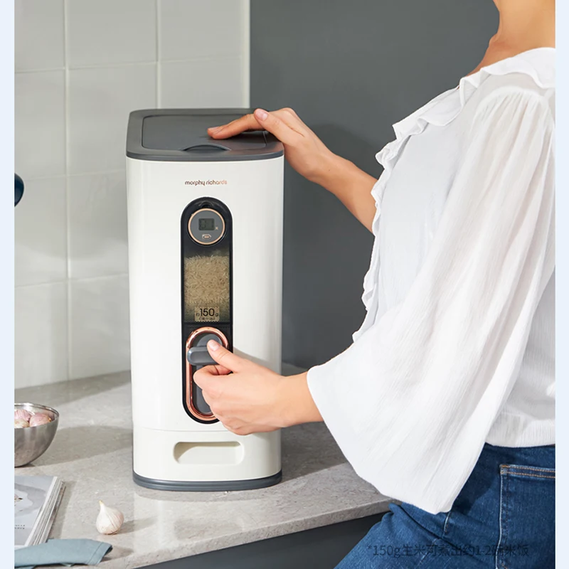 Balde de arroz inteligente, para uso doméstico, à prova de umidade, selado, tanque de armazenamento de farinha, cilindro, caixa de armazenamento