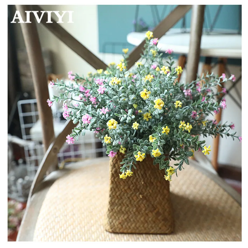 7 forks small winter plum gypsophila wedding autumn Desktop party garden home decor artificial flowers wall christmas decoration