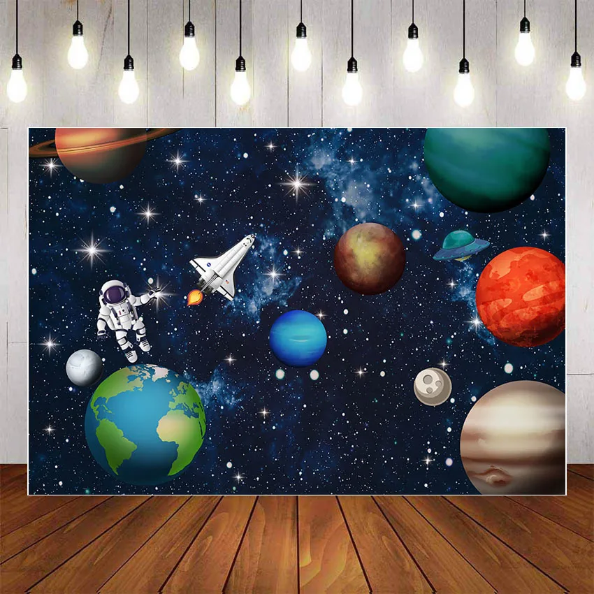 Mehofond Earth Universe Space Planet Photography Background Spaceship Astronaut Birthday Party Backdrop Photocall Photo Studio