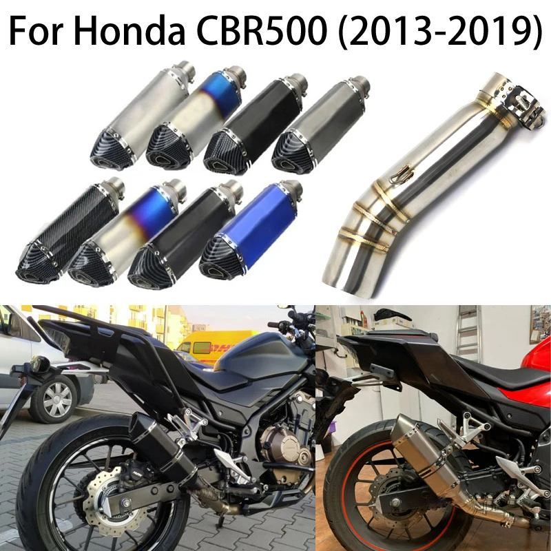 

Motorcycle Exhaust Tailpipe Middle Mid Link Pipe Muffler Tube Connector Slip On For Honda CBR500 CBR500R CB500X CB500F 2013-2019