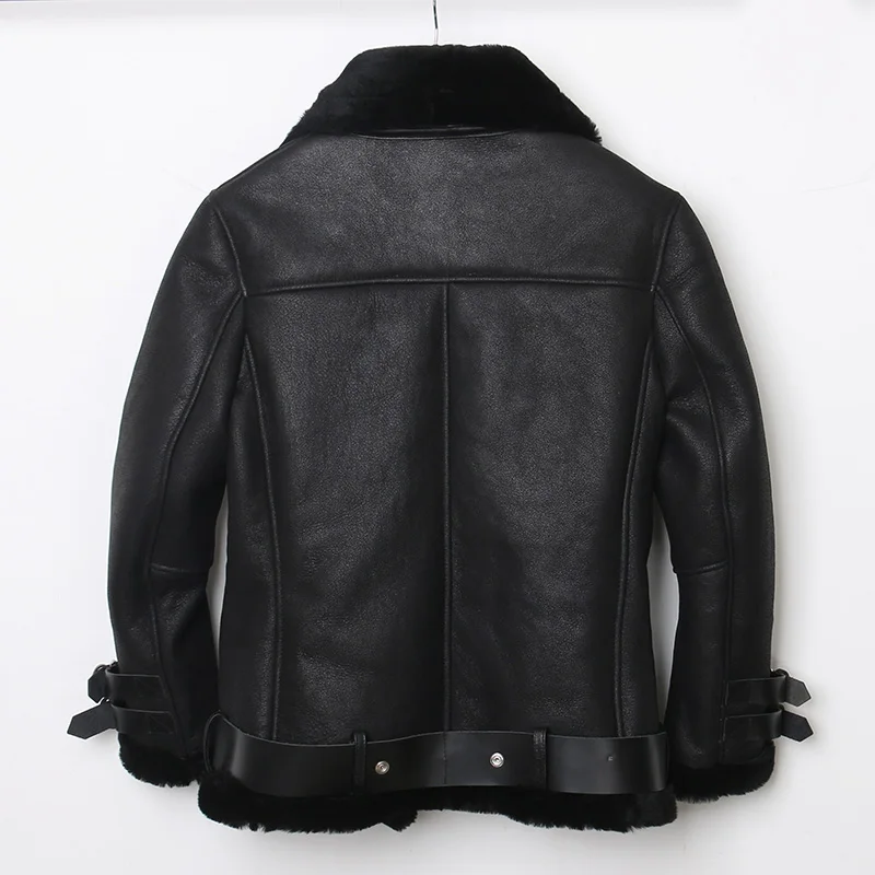 2023 New Winter Fashion Women Genuine Sheepskin Shearling Leather Coat Loose Warm B3 Jacket for Male Black Plus Size XXXL 3XL