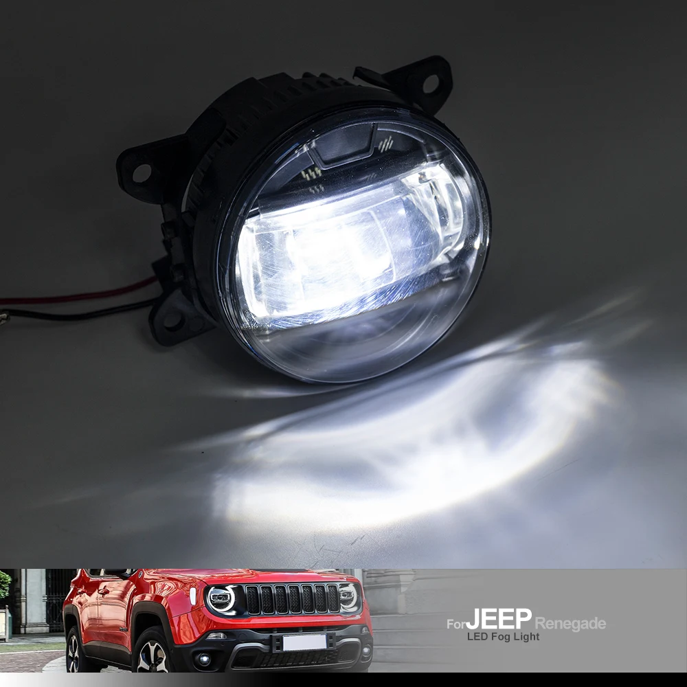 2X LED Smoked Lens Xenon White Fog Light Kit  For Jeep Renegade 15-21 Cherokee KL 14-18 Jeep Compass 17-21 Driving Fog lamp