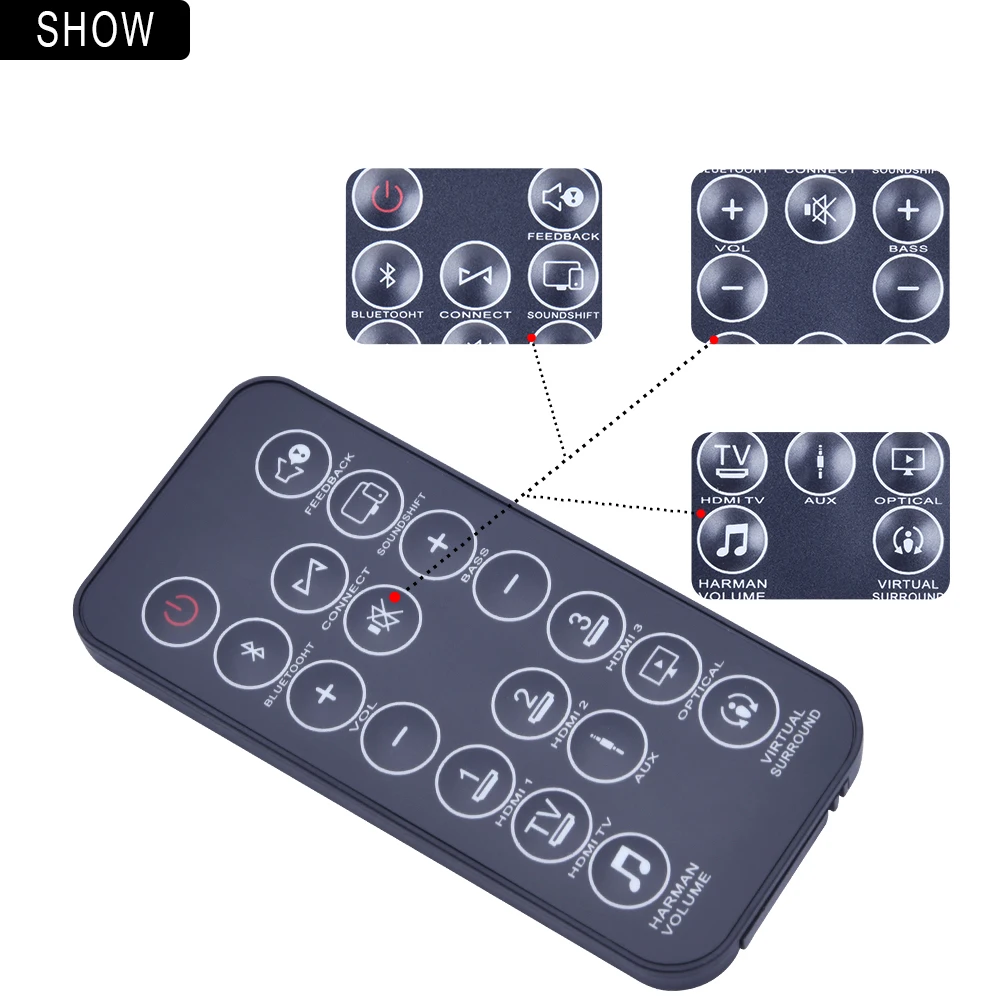 รีโมทคอนโทรลสำหรับ JBL โฮมเธียเตอร์ Cinema SB450 SB100 SB200 SB400 2.1 & Harman Karmon SB26 Soundbar ลำโพงระบบ