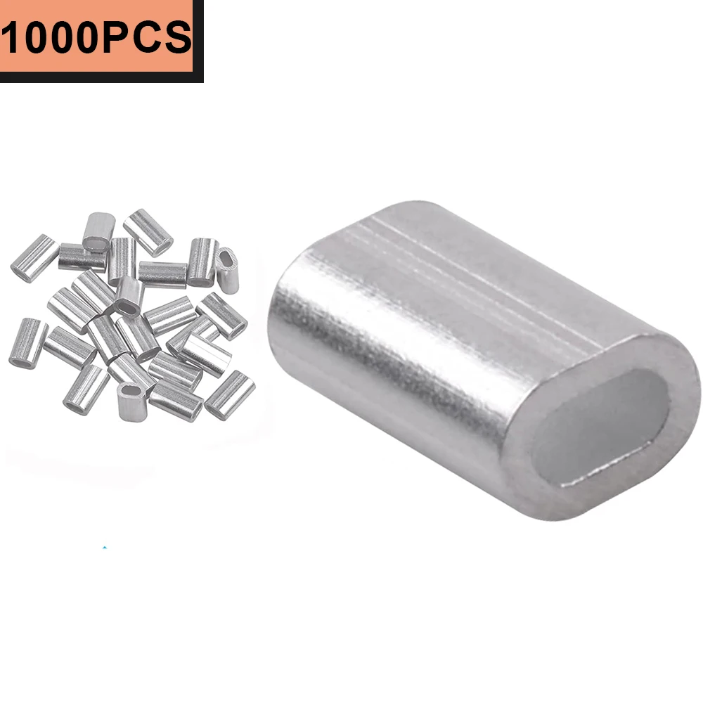 1000Pcs Aluminum Crimp sleeves for Fishing line Durable Crimping Sleeve Wire Leader Tube Fishing Connector Tackle