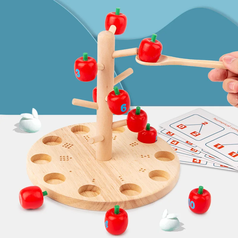 Montessori Digitale Apple Tree Onderwijs Math Toys Kinderen Baby Leren Digitale Clip Kralen Vaardigheden Training Vroege Educatief Spel