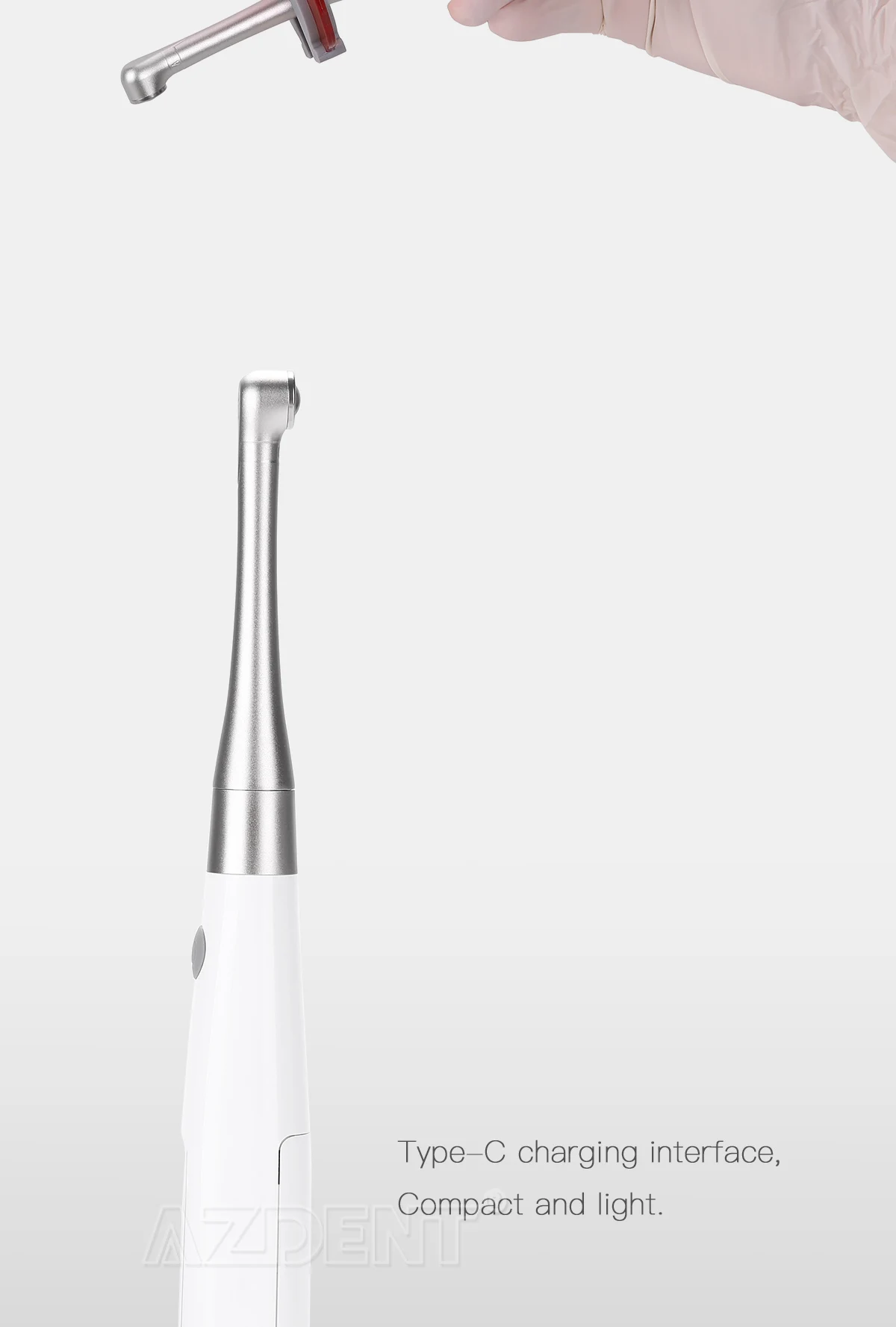 AZDENT Dental-LED-Härtungslicht, 1 Sekunde, Heilungslampe, 2 mm Harz, 1200–1400 mW/cm2, kabelloser Metallkopf, 3 Modelle einstellbar – Detail 7