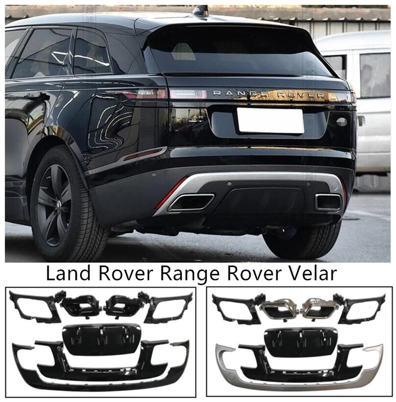 Rear Bumper Lip Spoilers & Exhause For Land Rover Range Rover Velar 2017 18 19 2020 2021 High Quality Silver Black ABS Diffuser