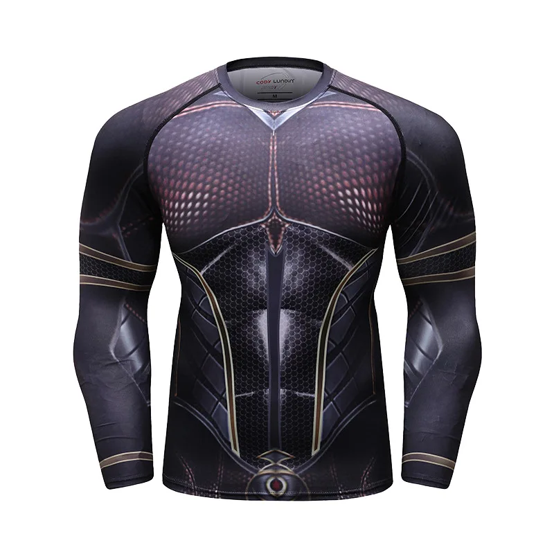 MMA Running Compression Shirt Mens Long Sleeve Quick Dry Gym Fitness Bodybuilding Workout Shirts Muay Thai Boxing Sport T Shirt