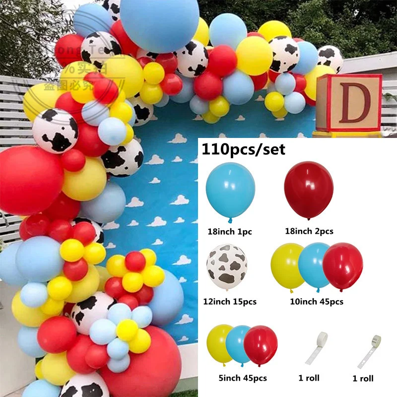 

1set Cow Theme Balloon Arch Red Yellow Blue Balloons Garland Story Theme Party Farm Vintage Circus Birthday Party Decoration