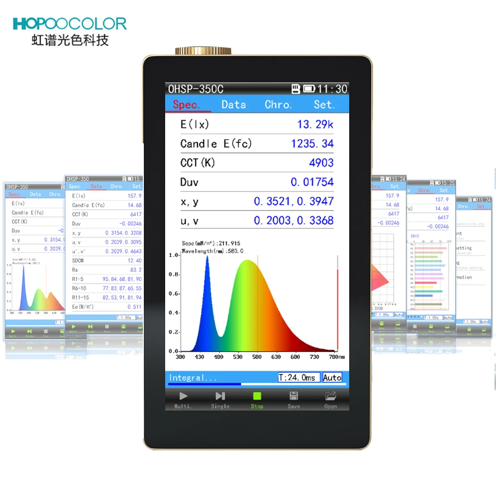 hopoocolor OHSP350C Espectrómetro portátil CCT CRI Medidor Lux Luz de prueba