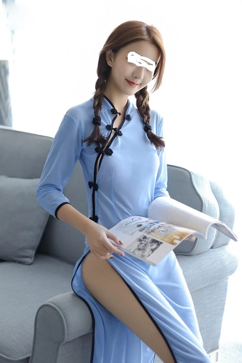 

Sexy lingerie seductive cheongsam super Sao perspective transparent sexy pajamas without taking off passion suit Sao