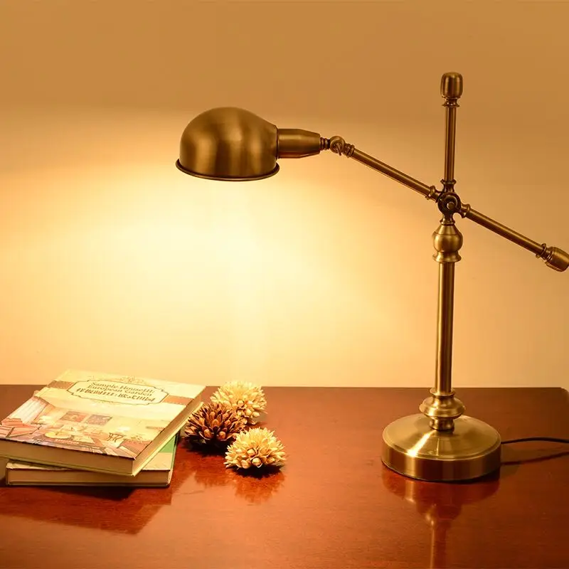 American Mtyle Minimalist Metal Table Lamp For Living Room Creative Personality Eye Protection Learning LED Desk Bedside Lamp