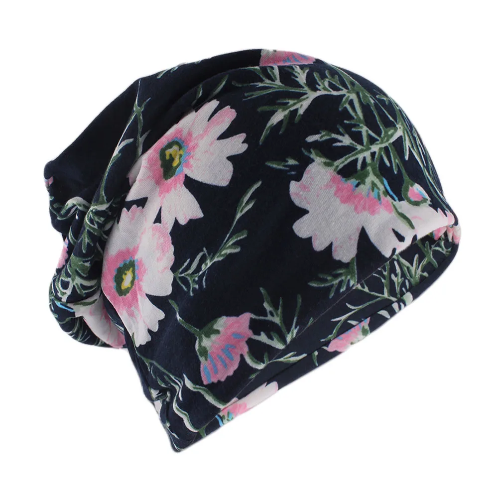 New Fashion Women Floral Spring Autumn Warm Cute Lady Beanies Skullies Casual Dance Outdoor Scarf Hats Girls Cotton Gorras Sale