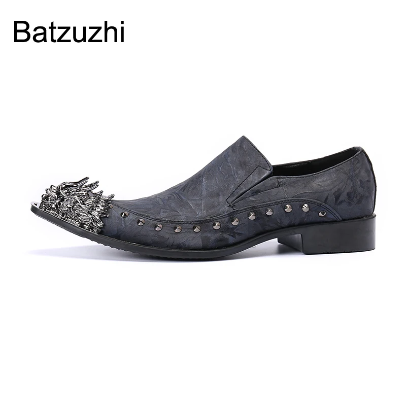 

Batzuzhi Luxury Men's Shoes Handmade Leather Dress Shoes Men Pointed Metal Toe Formal Business Leather Shoes, EU38-46