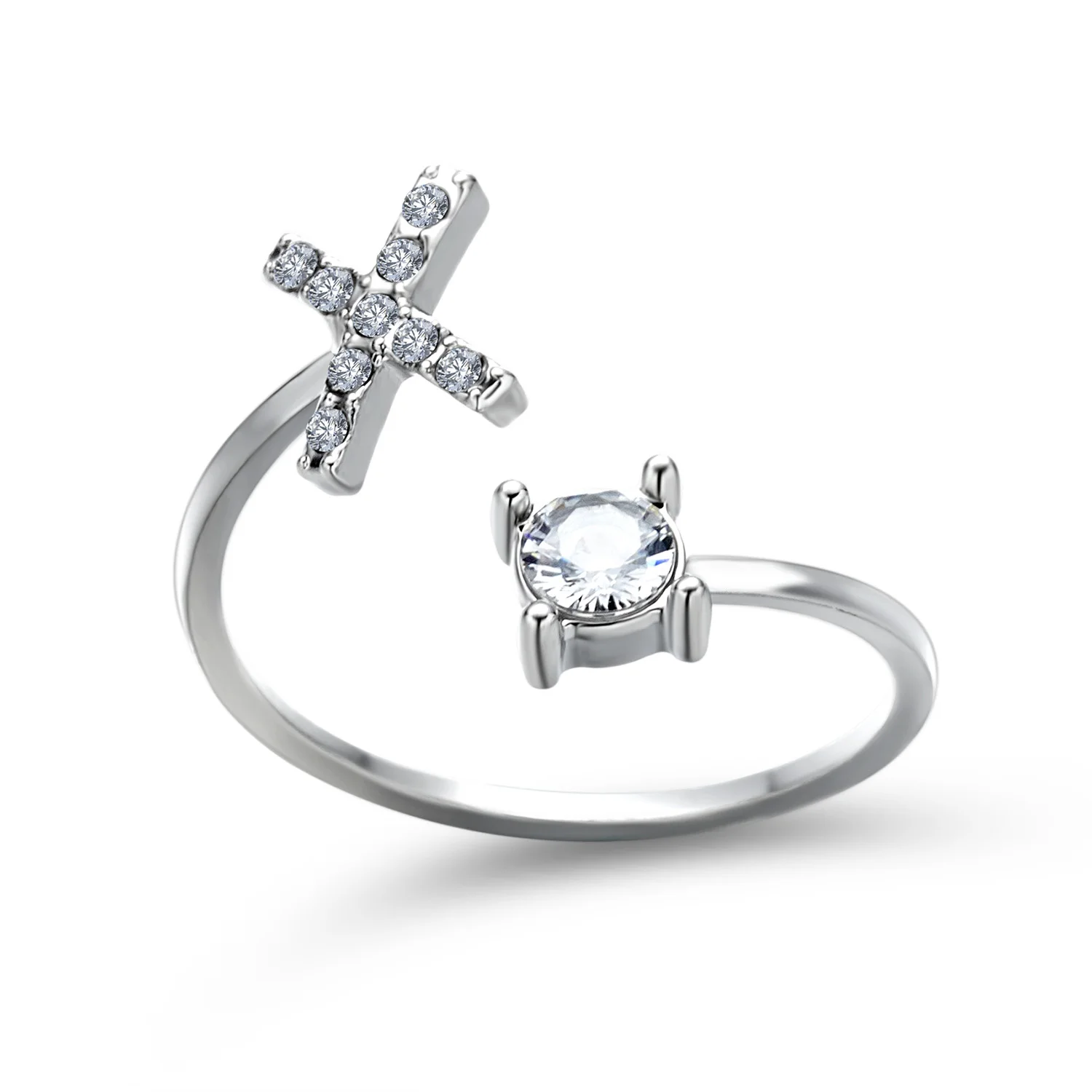 Kreative A-Z Alphabet 26 Brief Ringe Personlity Initial Name Offene Ringe Silber Farbe Strass Finger Ring Partei Schmuck Geschenk – Detail 25