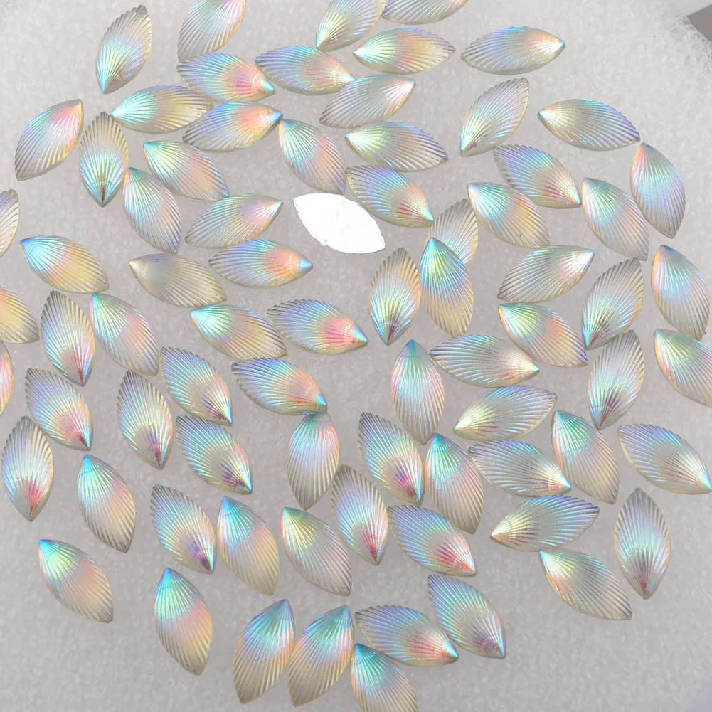 BOLIAO AB Horse eye Shape Resin 40Pcs 7*14 mm (0.28*0.55 in) White Color Rhinestone Flatback Cell Phone Beauty Home Decor