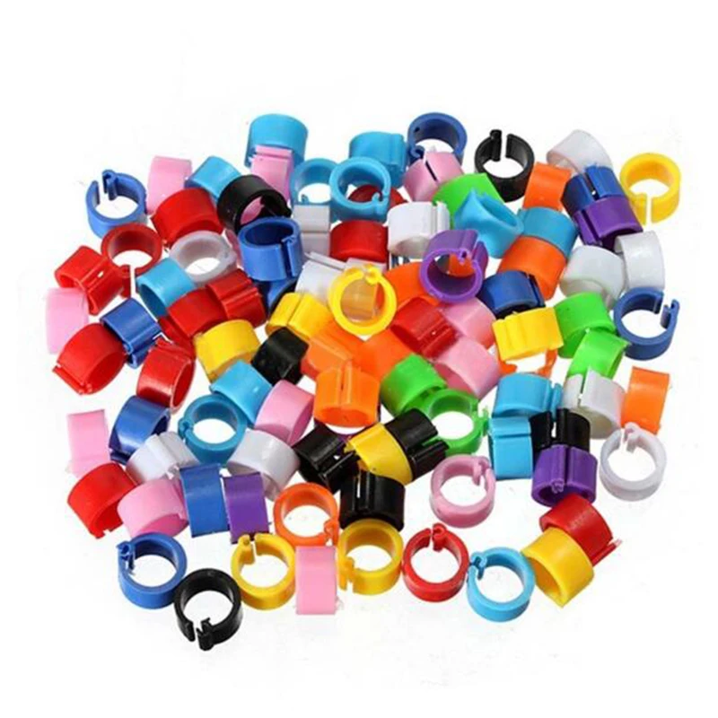 100pcs/bag 8mm Pigeon Anklet Plastic Identification Clamp Bird Duck Hen Chicken Parrot Leg Clip Poultry Foot Ring Mixed Color