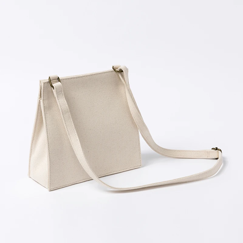 Western style small bag white canvas literary handbags Mori shoulder shoulder small square bag