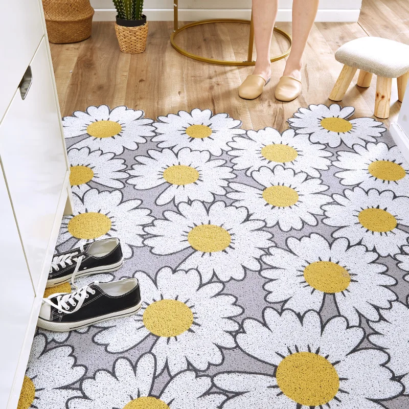 

Household Door Mat Carpet Hot Sale Flower PVC Antifouling Doormats Bathroom Non-Slip Can Cut DIY Living Room Entrance Mat