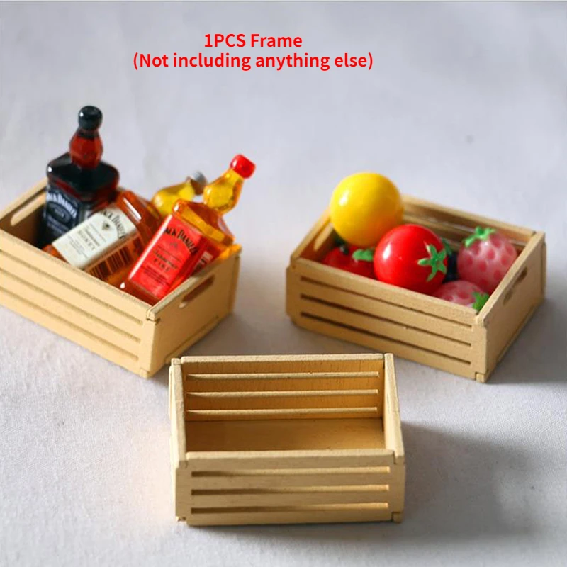 1Pcs 1/12 Dollhouse Miniature Accessories Wooden Frame Simulation Storage Model Toys