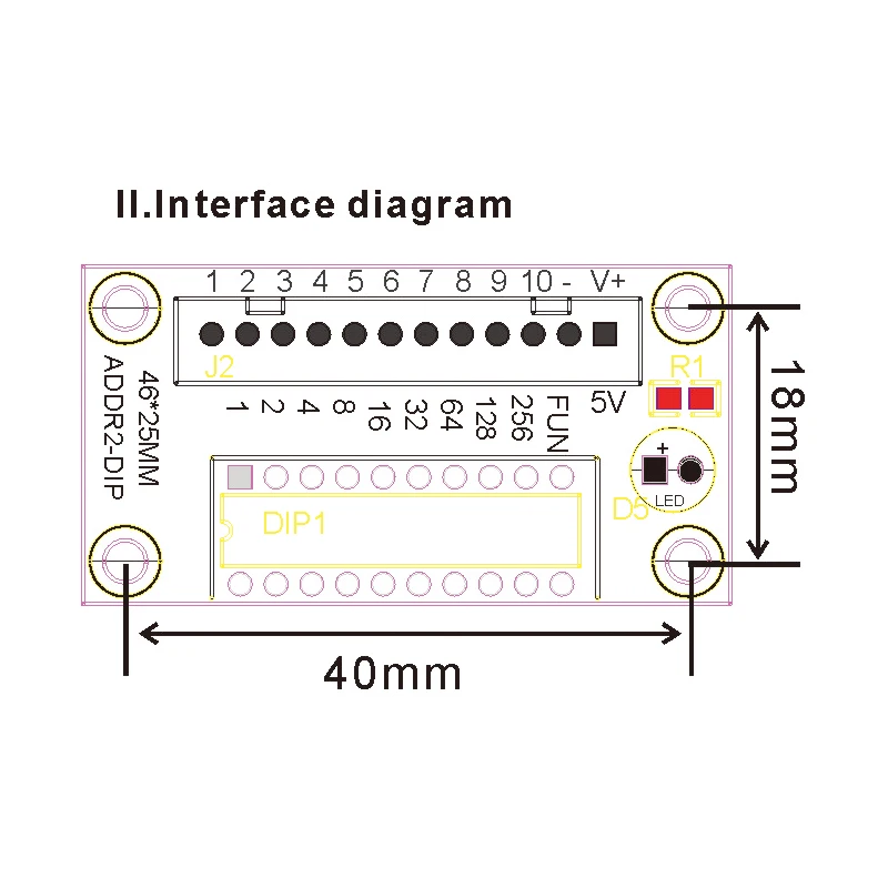 DMX512 DECODER accessories ADDR2 DIP10 to 12P wire, 12pin wire length 200mm