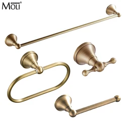 MOLI Antique Copper Robe Hook Towel Rail Bar Rack Bar Shelf Tissue Paper Holder Bathroom Hardware Set Bathroom Accessories ML710