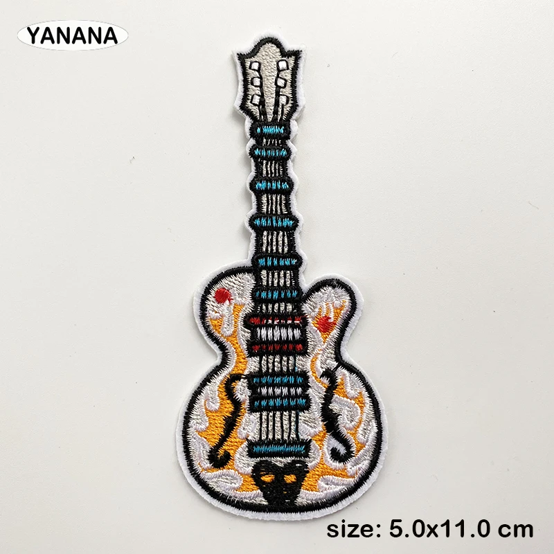 Guitar icon Punk Rock Guitar Band Patches Creative Badges for Cloth Punk Amazing Embroidered Patch DIY Applique Stickers