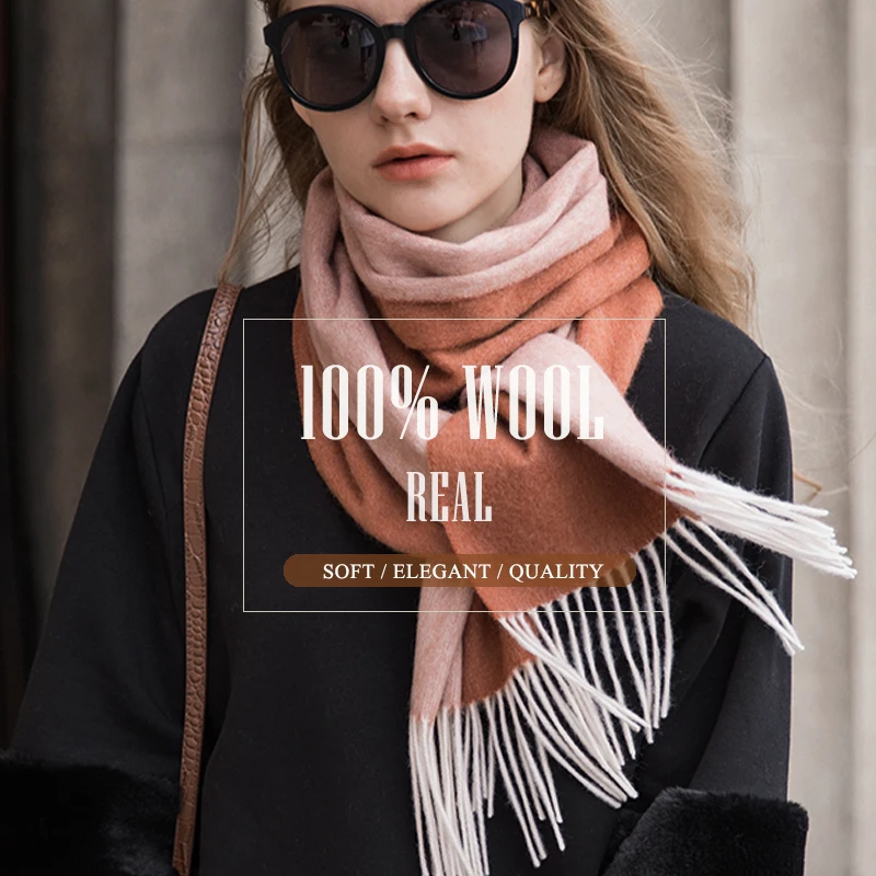 Wool Scarf Women Double sided Winter Women Cashmere Scarf Pashmina Shawls And Wraps Female Foulard Hijab Wool Stoles Scarves