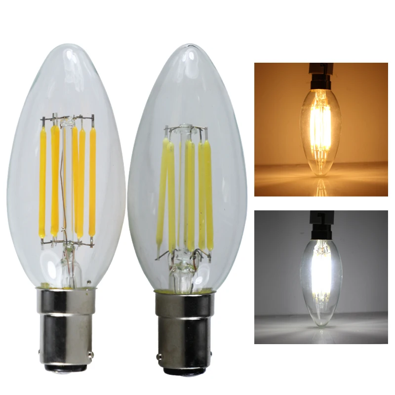 Led Filament Light C35 B15 B15D 220v Dimmer 6W COB Bulb Energy Saving Lamp For Home Chandelier Lighting Dimming Candle Lamp