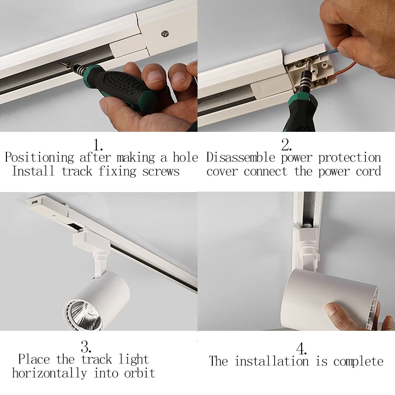 LED Track Light Rail 0.5M 1M Aluminum 2 Wire Electrified Rails With Spots Led Track Lamp Rail Track Lighting For Store Home