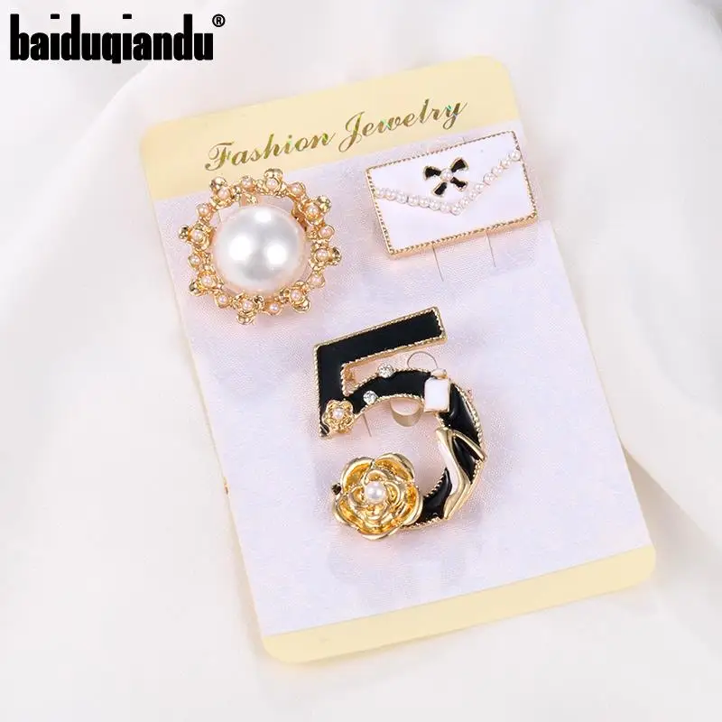 baiduqiandu Various Designs Enameled Chic Brooch Pins Set for Women or Clothing Bags Hats Decoration Jewelry Accessories