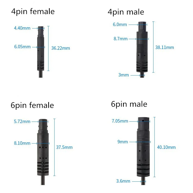 Cable de extensión de cámara de coche, Cable macho a hembra, macho a hembra, línea de visión trasera, 1 piezas, 4 o 6 pines