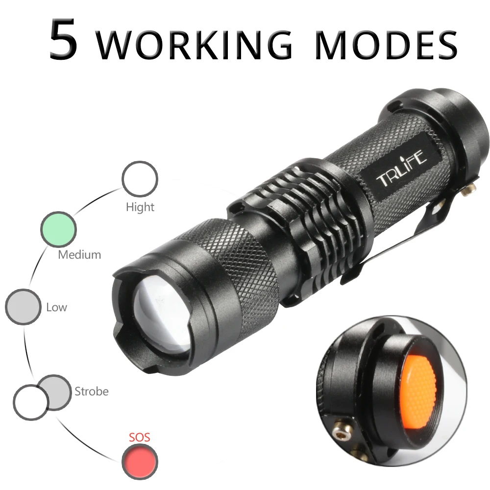 1/3/5/10PCS L2 LED Flashlight 8000LM EDC Mini Torch Adjustable Focus Zoom Flash Light Lamp Portable 18650 Battery Flashlights