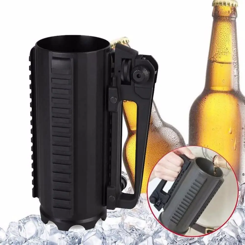 

Tactical Military Aluminum Detachable Carry Battle Rail Mug Outdoor Hunting Sport Solid Beer Cup with Rail and Rear Sight Handle