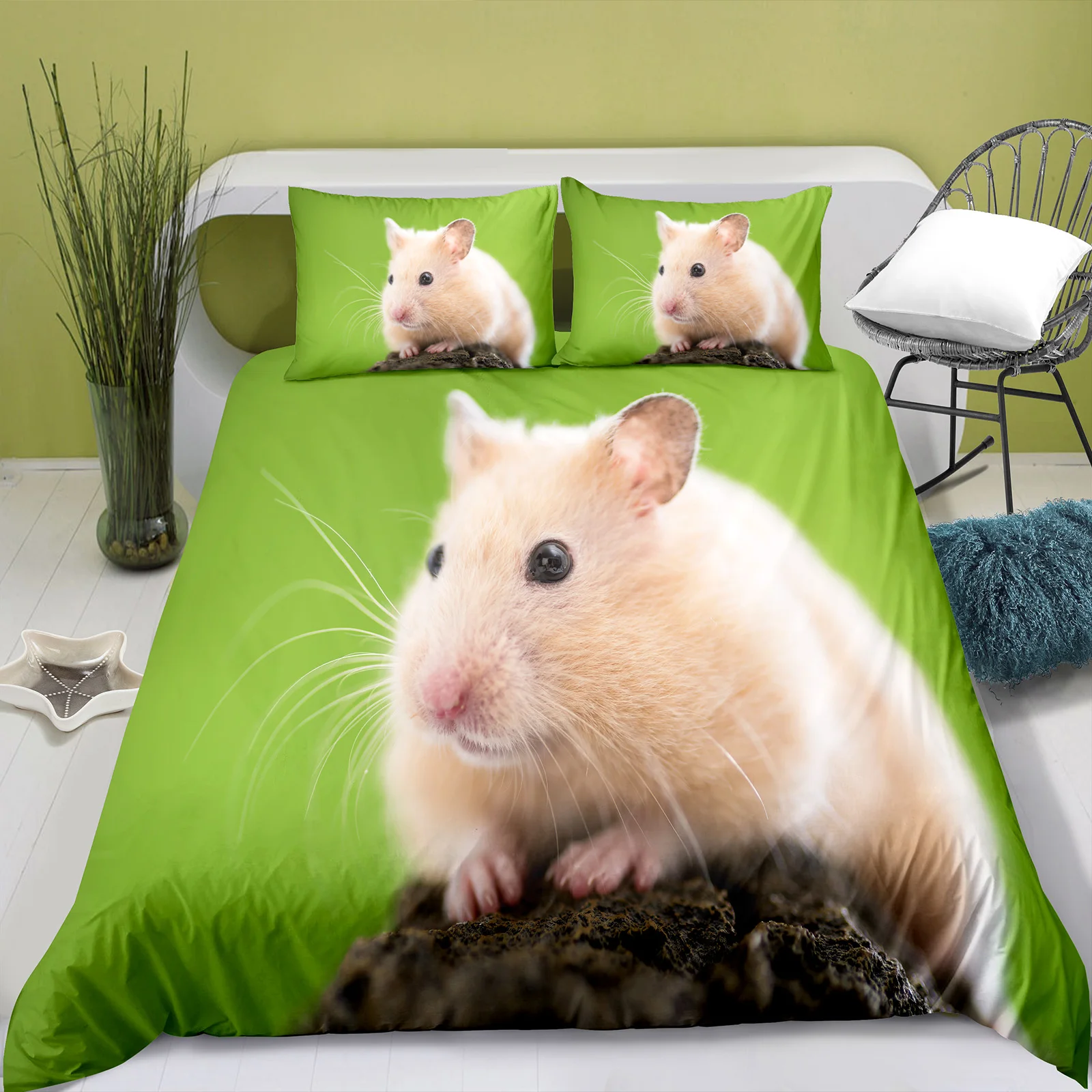 3D Bedding Set Hamster Pattern Comforter Cover Set Girl Boys Duvet Cover&Pillow Shams Kids Teens Quilt Blanket Cover for Bedroom