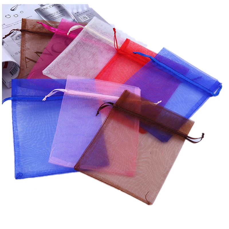 50pcs 13x18cm Organza Gift Bags Jewelry Packaging Bags Wedding Party Decoration Drawable Bags Gift Pouches White 77