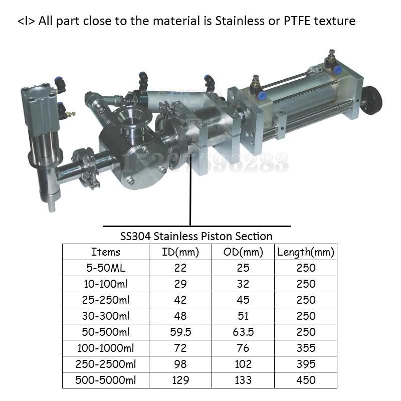 Imagem -05 - Air Cylinder Filling Head Piston Filling Machine sem Base Ss304 55000ml Todos os Tamanhos Paste Stuff Filling Machine