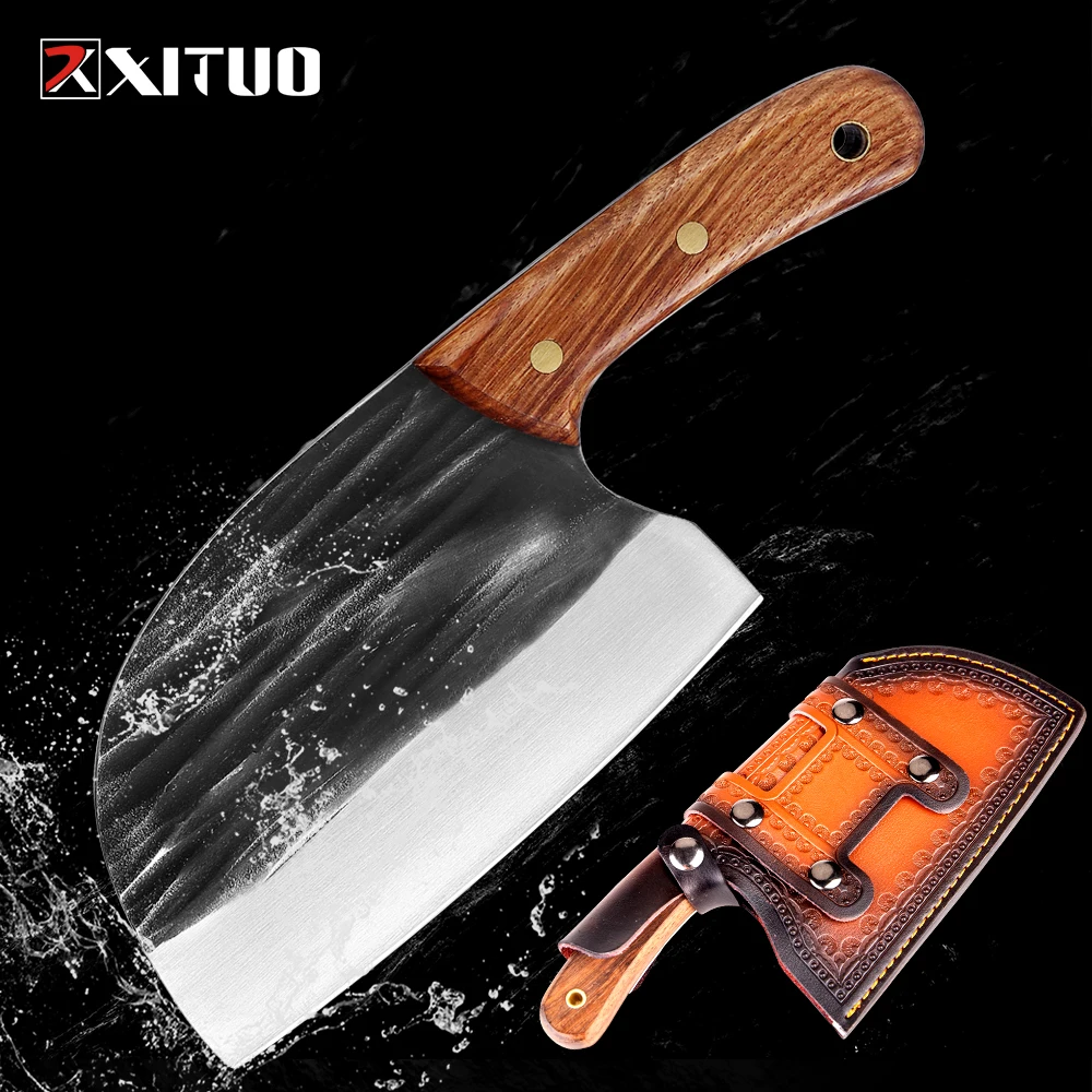 XITUO Handmade Chef Knife Traditional Chinese Cleaver Kitchen Knife Wide blade Ultra Sharp Blade Cutlery For Meat Dropshipping