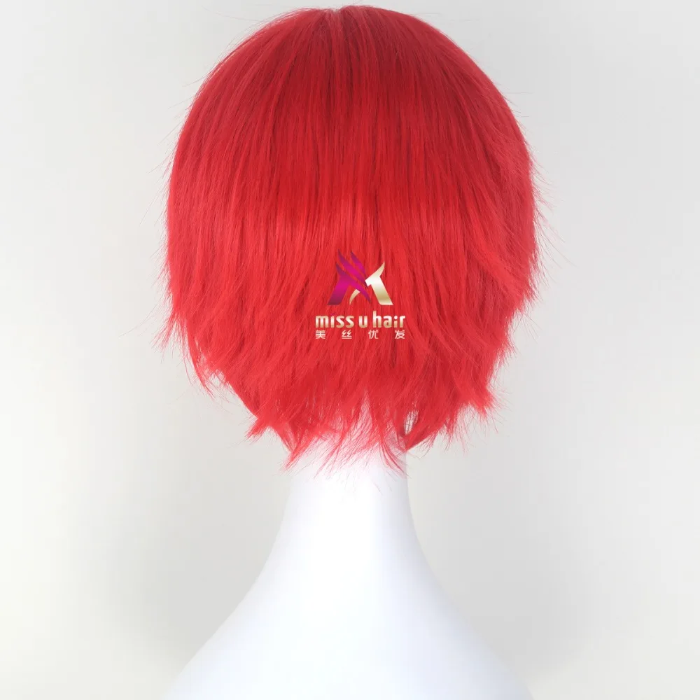 Japanese Anime Assassination Classroom Karma Akabane Akashi Seijuro / Sasori Short Flame Red Cosplay Wig Costume +wig cap