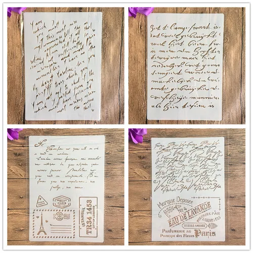 4 unids/set A4 números franceses Mandala plantillas pintura colorear relieve álbum de recortes plantilla decorativa pastel plantilla