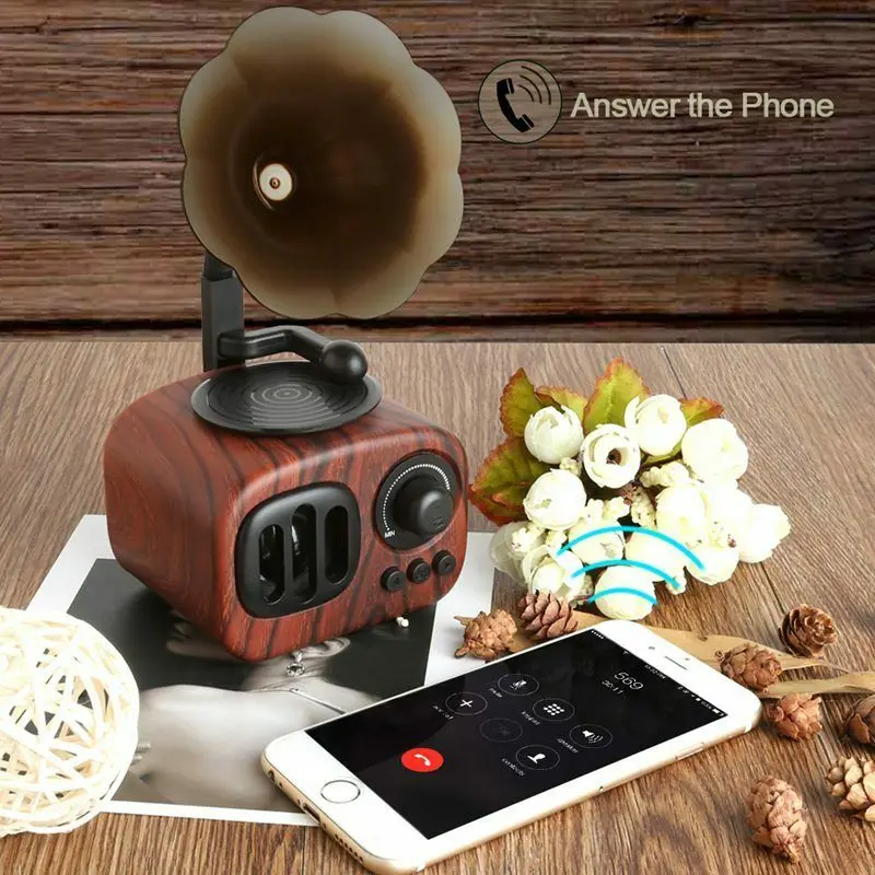 Retro Bluetooth-compatible Speaker Portable Mini Wireless Gramophone Speaker With TF Slot Mini Speakers Travel Music Player