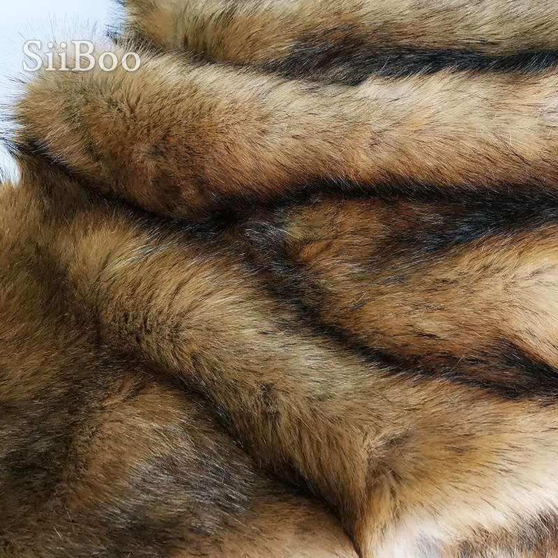 High grade brown 5cm plush faux fox fur fabric for winter coat vest Fur collar 180*50cm 1pc long hair fox fur tissu telas SP4581