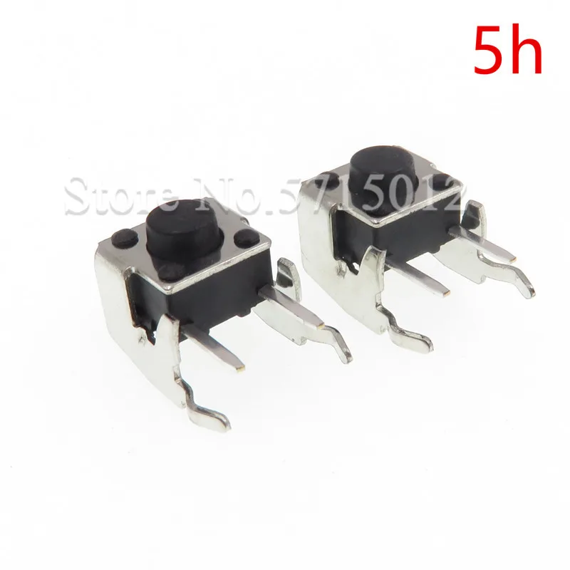 100pcs/lot Tact Switch 6*6*5mm 2pin with Bracket Tactile Push Button Switches Touch Micro Switch Right Angle With Stent