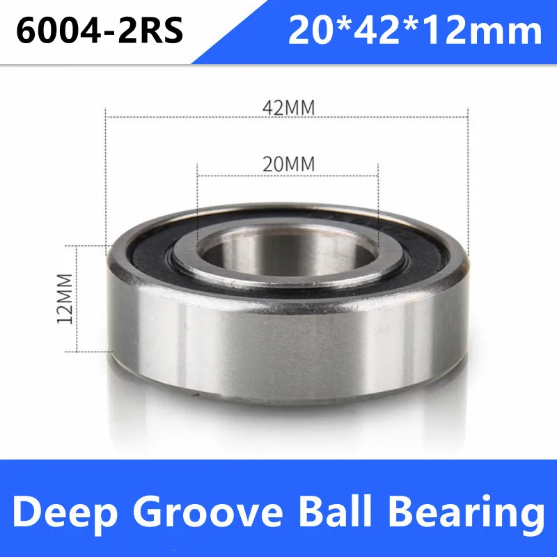 

20pcs/lot 6004-2RS Rubber seal Deep groove ball bearing 20x42x12mm 20*42*12mm