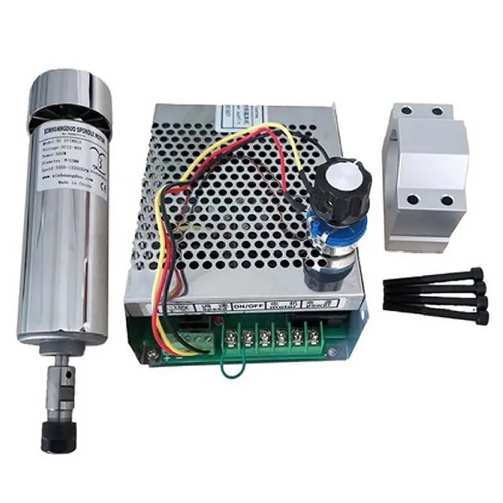 500W CNC Air Cooled CNC Spindle Motor 0.5KW DC 48V Power Supply Adjustable Governor ER11 ER16 Collet Chuck For DIY CNC Router